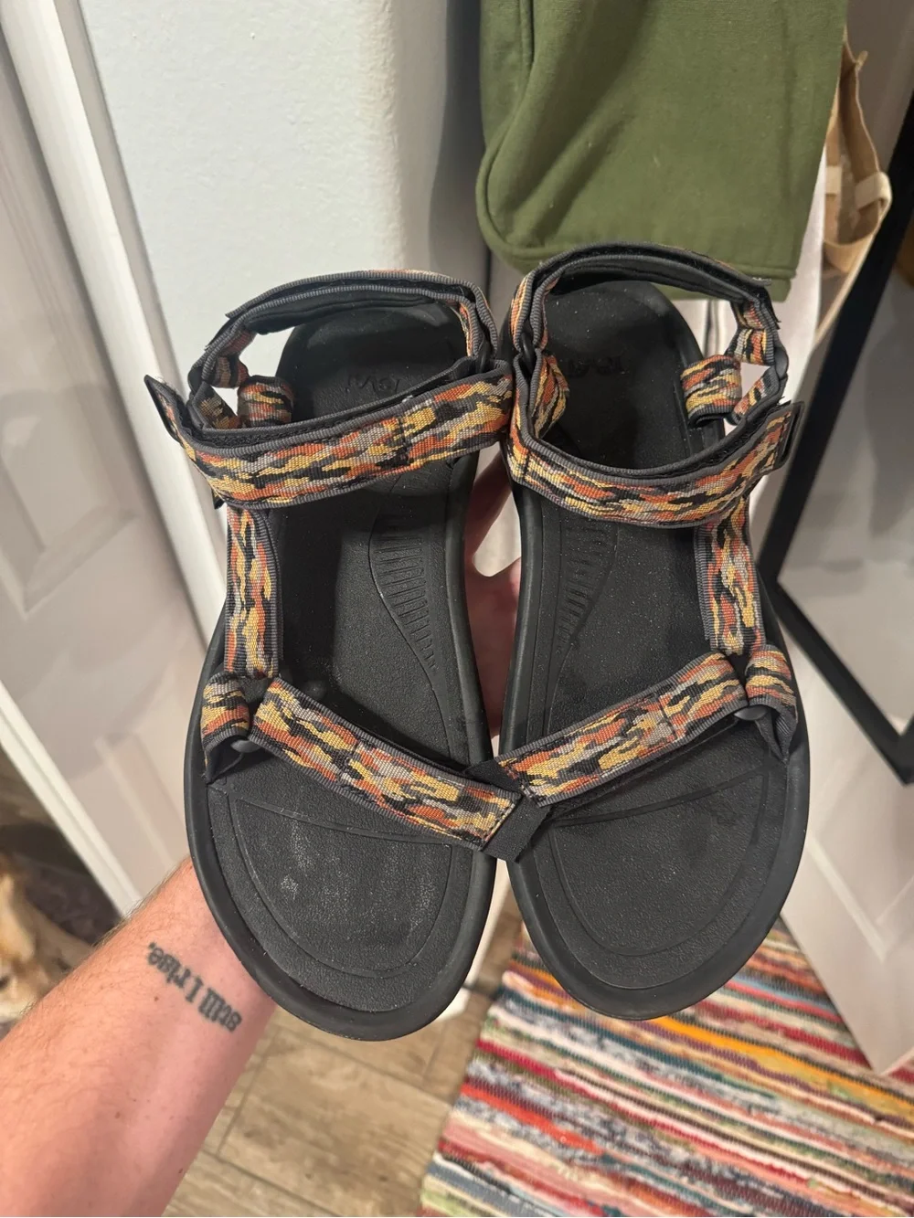 TEVA Men's Black Sandals with Multicolor Woven Straps